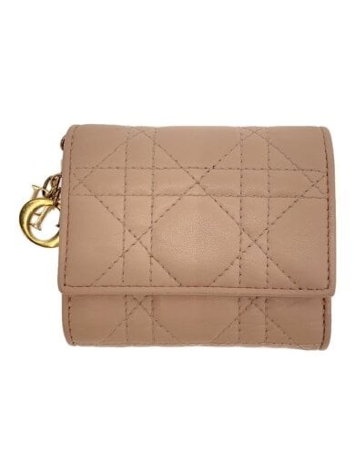 Dior Tri-Fold Leather Wallet in Pink for Women