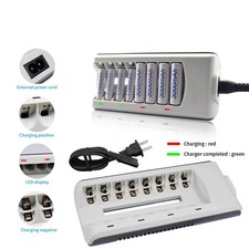 8 Slot Battery Charger For Ni-MH Ni-CD AA AAA Rechargeable Batteries Fast Charge