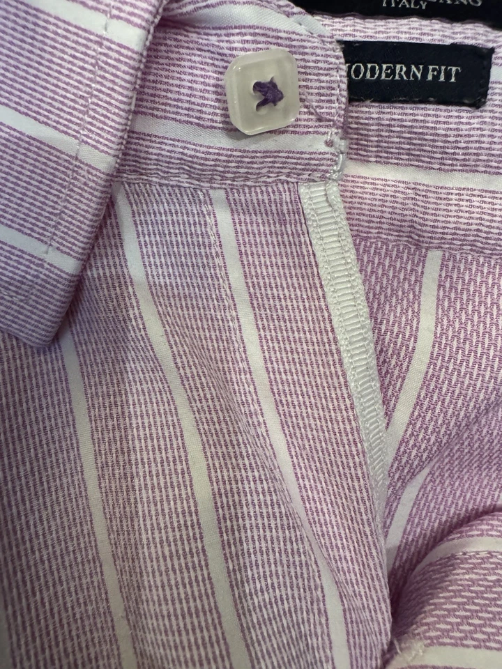 Camisa de vestir Rosso Milano Italia para hombre calce moderno con cuello botones ocultos 5XL rosa Foto 4 de 4