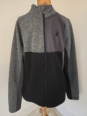 Spyder Activewear Knit Jacket Mens XL Black Mock Neck Full Zip Lightweight