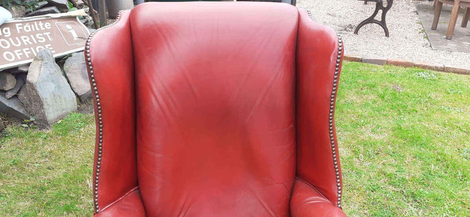 Vintage Oxblood Leather Wing Back Armchair eBay