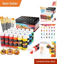 Acrylic Paint Set 24 Colors 12 Brushes for Canvas Crafts DIY Art Projects