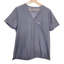 FIGS Catarina One-Pocket Scrub Top Womens Medium M Gray Short Sleeve V Neck