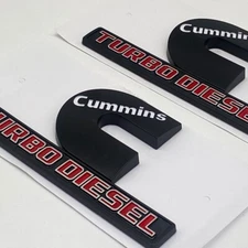 2PCS SET Cummins Turbo Diesel Emblems Badges For RAM 2500 3500 Fender Nameplate