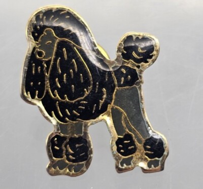 Hat Lapel Brooch Pin AKC Poodle Dog Show Pure Breed Black