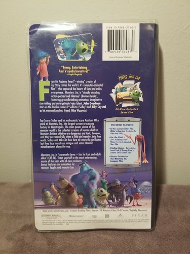Monsters, Inc. VHS, 2002 Clam Shell Disney Pixar Billy Crystal John Goodman - Picture 3 of 5