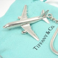 Tiffany  Co. Airplane Key Jumbo Jet Holder Chain Ring Silver 925 No Box Used