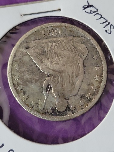 1871 S 50c Seated Liberty Half Dollar San Francisco - Picture 7 of 17