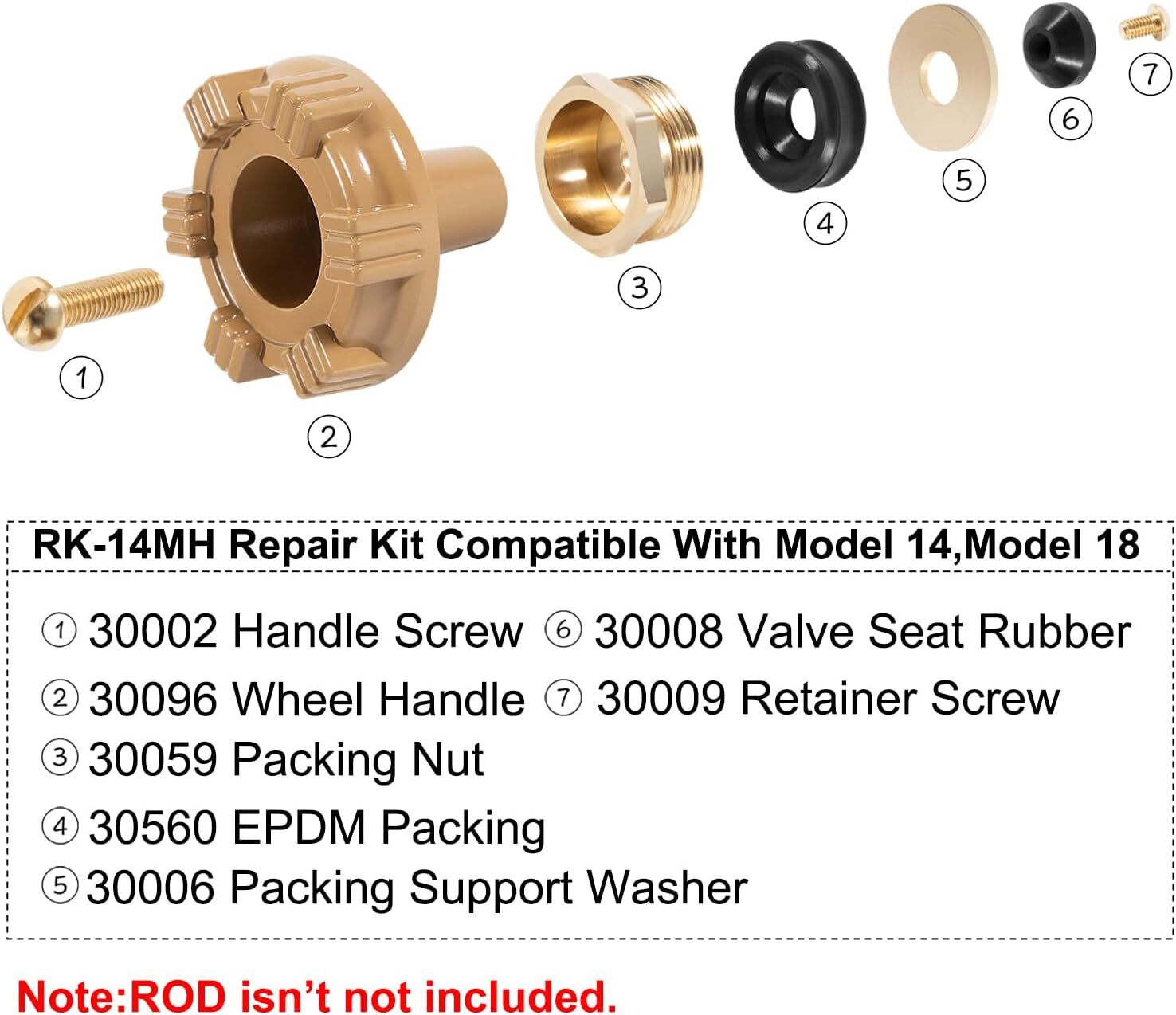 RK-14MH Repair Kit,Outside Faucet for Woodford Model 14, Model 18 (Metal Handle)