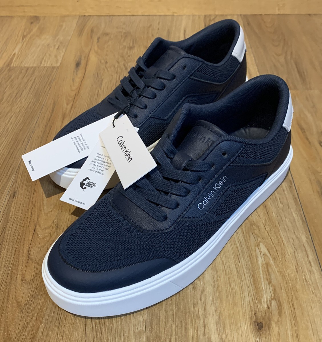 Calvin Klein Leder Sneaker Lace Up Herren Schuhe 41 Navy Light  
