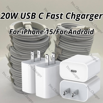 Fast Charger Adapter 60W USB C to USB C Cable Lot For Android iPhone 15 Plus Pro