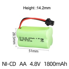 1Pack 4.8V 1800mAh Rechargeable Ni-Cd AA Battery SM plug for RC electric toy car