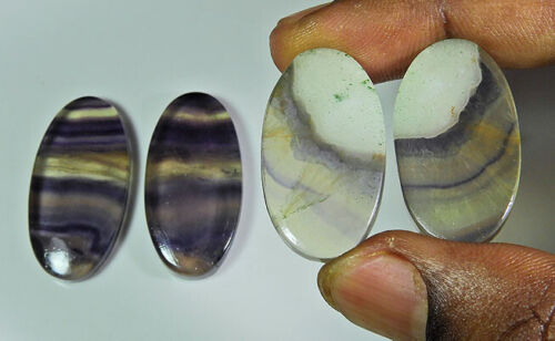 125Cts. Natural Fluorite Matched Pair Oval Gemstone 2 Pair Lot 29-34 MM - Afbeelding 1 van 7