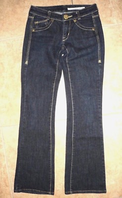 DKNY TIMES SQUARE FLARE 23x32 SZ 0 WOMENS JEANS EMBROIDERED EUC