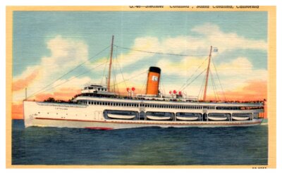 Linen Postkarte Catalina Santa Catalina California Boot Dampfer