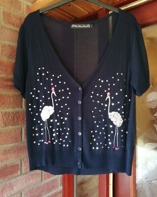 REDUCED size L expensive(RRP £69.99)navy 'light summer' V neck designer cardigan