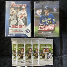 Lot 2021 Baseball Stadium Club & Bowman Blaster Boxes + 5 Pack Topps Opening Day