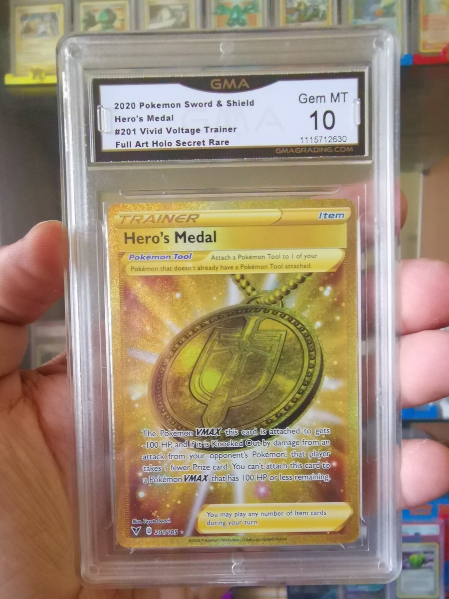 gold medal pokemon card Pokemon - Hero's Medal - 201/185 - Vivid Voltage - Full Art main image 1