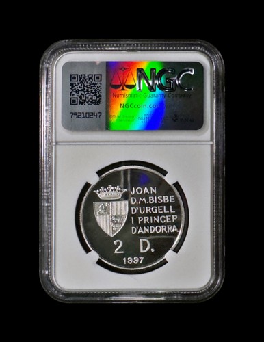 ANDORRA. 1997, 2 Diners, Silver - NGC PF69 - Top Pop 🥇 Olympics, Bobsleigh - Picture 4 of 5