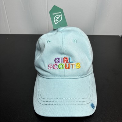 GIRL SCOUTS ADJUSTABLE BASEBALL HAT CAP RAINBOW LETTERS BLUE/TEAL