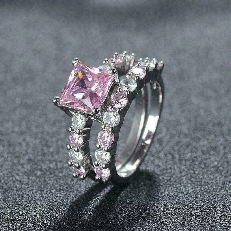 Fancy Pink Diamond Lab Created Cushion Cut Pave Engagement Ring - Etsy