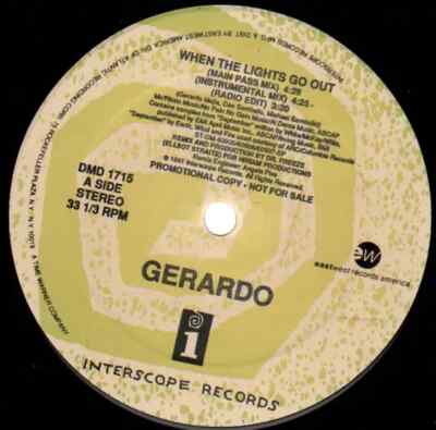 Gerardo When The Lights Go Out Vinyl Single 12inch Interscope