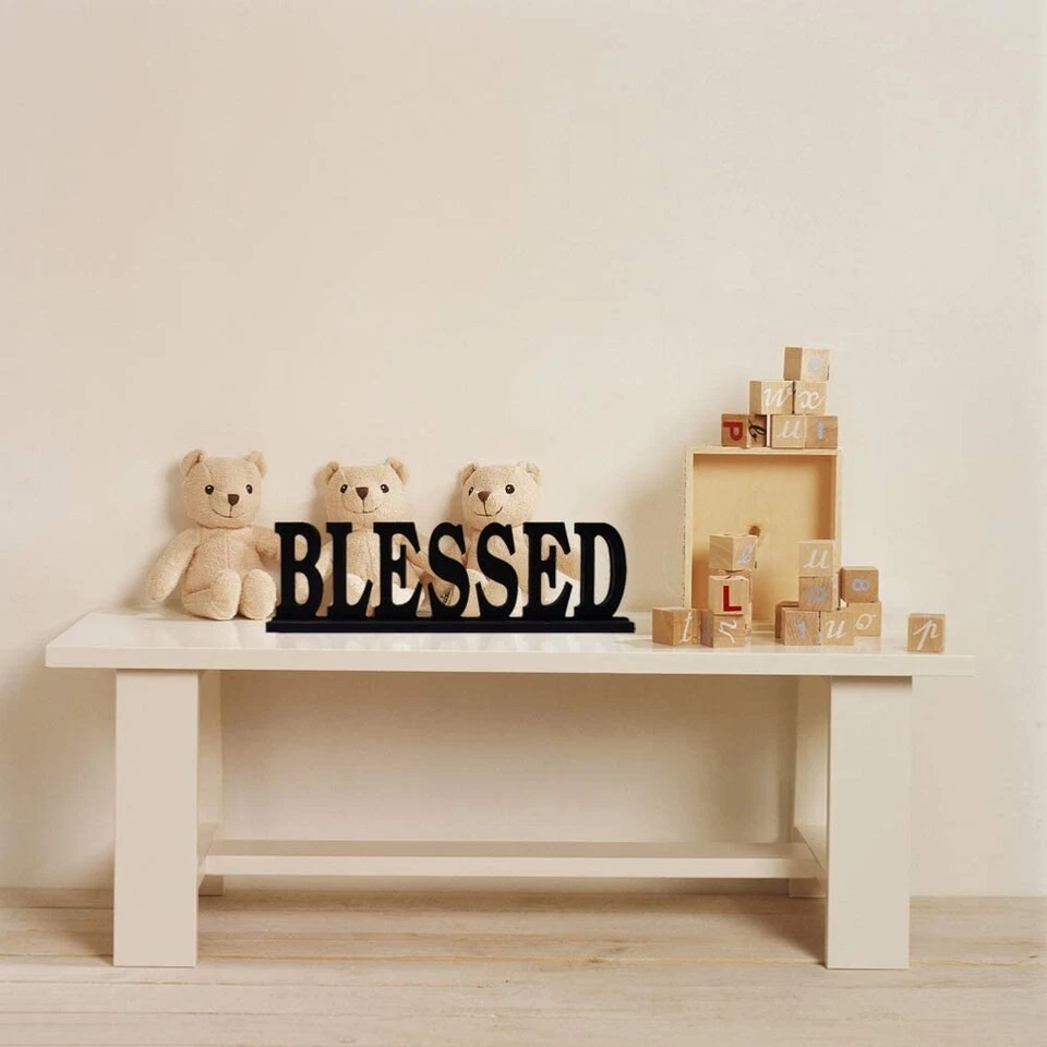 Rustic Wood Home Sign for Home Decor Set of 3, Decorative Wooden Cutout Word Dec - Image 4 of 4