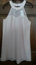 NWT ~ CANDIE'S peach lace A-line dress sweetheart neckline back cut-out womens M