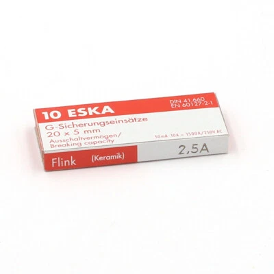 ESKA Fusible céramique 5x20 - Rapide (F) 2.5A/250V (10 Fusibles)