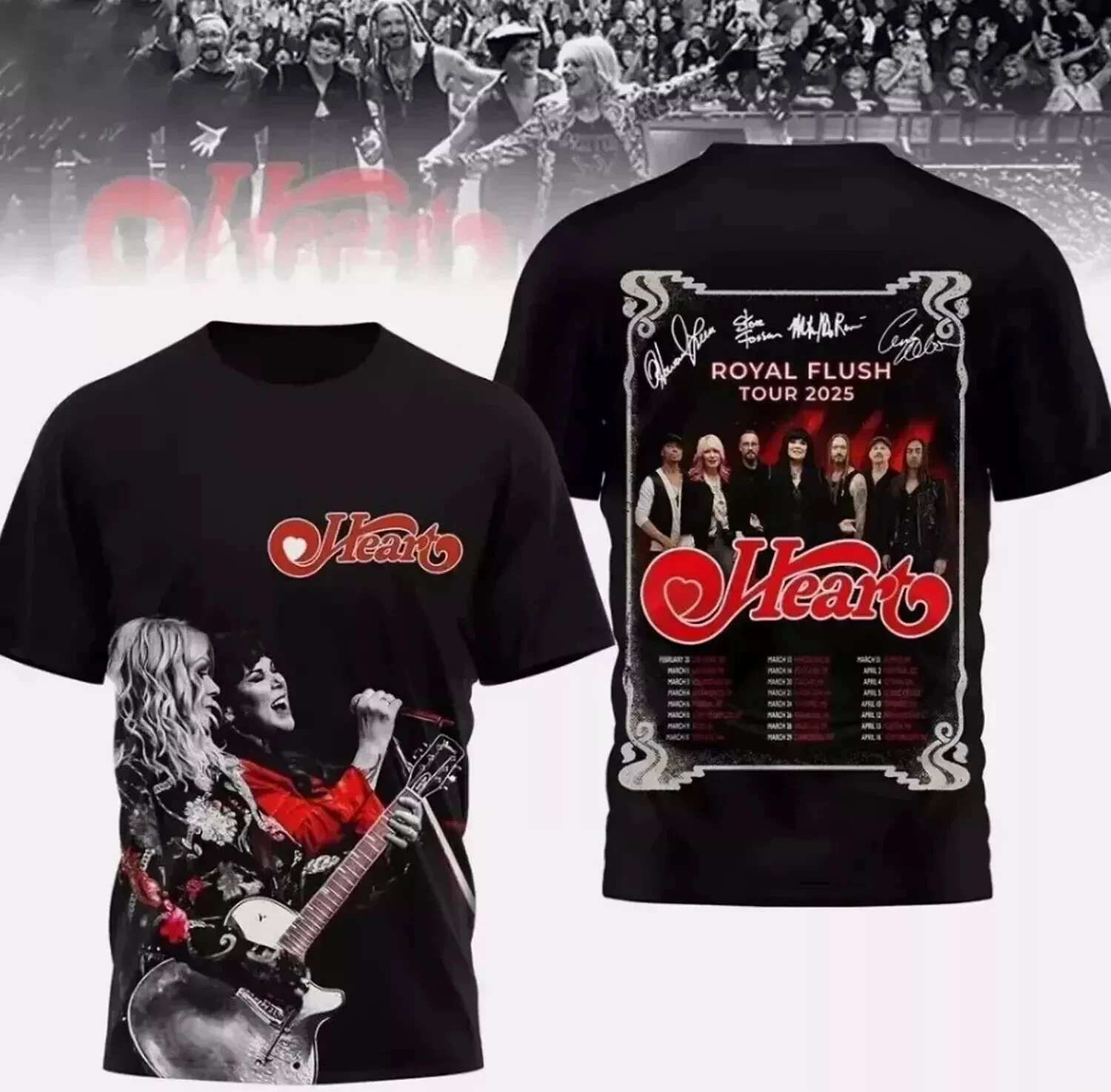 Heart Royal Flush Tour 2025 3D T-Shirt