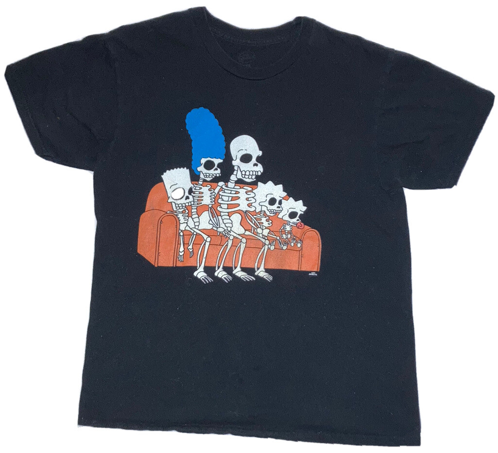 THE SIMPSONS Tree House Of Horror Skeleton Couch T-Shirt MEDIUM