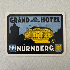 Vintage Hotel Travel Luggage Label Grand Hotel Nurnberg Nuremberg Germany German