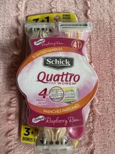 Women’s Schick QUATTRO Disposables Razors ~ 4 PACK ~ Skintimate RASPBERRY RAIN