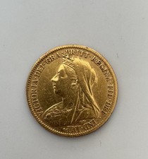 1900 Queen Victoria Half Sovereign Gold Coin, 22ct