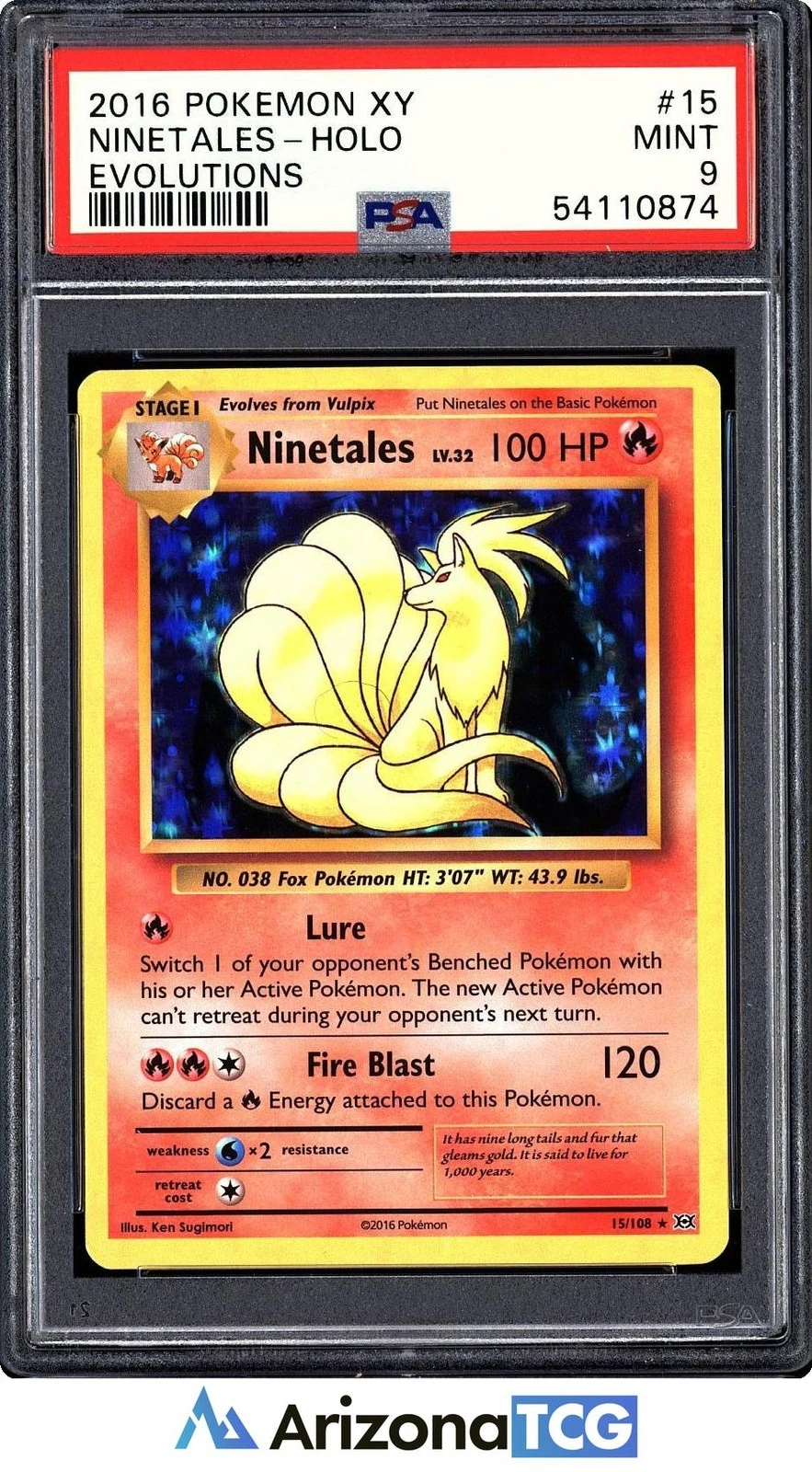 Pokemon 2016 Ninetales 15/108 Holo Evolutions PSA 9