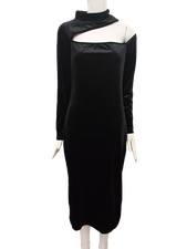 BNWT Boohoo Black Velvet Cut-Out Midi Dress - New With Tags