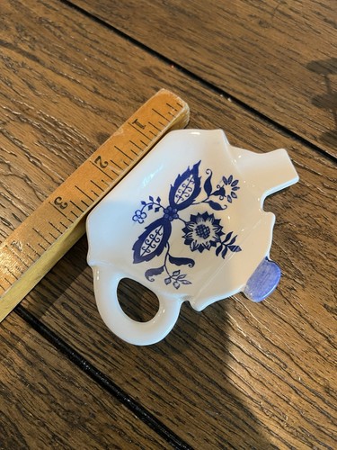 Juego de 4 bolsas de té vintage Japón cebolla azul con soporte de latón - Imagen 12 de 15