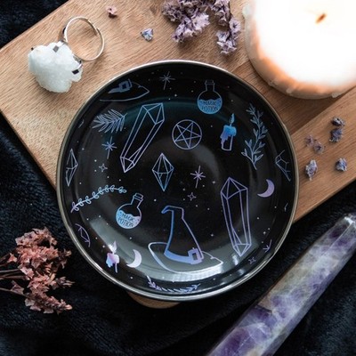 Schwarz & Weiß Kristall Hexe Witchy Gothic Keramik Schmuck Schale 10,5 cm