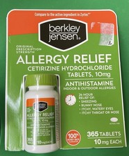 Berkley Jensen Allergy Relief 10mg Cetirizine Hydrochloride Tablets 365 Ct 05/27