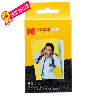 KODAK 2x3 Premium Sticky-Backed ZINK Photo Paper 50 count (Pack of 1), White