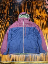 LL Bean 3 In 1 Jacket Youth MEDIUM 10-12 Blue Red Sherpa Liner Jacket Hood