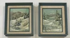 Original Mary DeLoyht Arendt Pair Oil Painting-Winter Landscapes, Signed, Framed