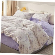 Luxury Cotton Duvet Cover Queen Size Boho Purple Queen 90"x90" A4 Floral