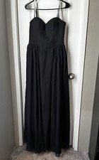 Azazie Kathleen Black Chiffon Sweetheart Spaghetti Strap Dress Size A8 NWT