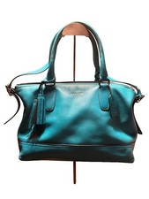 Coach Legacy Leather Molly Satchel 2-way shoulder bag tote bag Turquoise