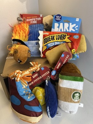 Bark Box Lot of 5 Crinkle Plush Dog Toys- Dumpster Fire, Pacific Northwest Toys!