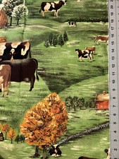 Farm Cows Large Print Cotton Fabric 1/2 Yard 18 By 44 New