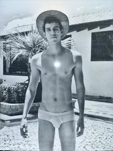 Handsome Young Latino  Male Cute Model Showing Off Body And Muscles 8x10 B/w