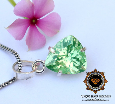 Certified Natural Vibrant Green Peridot Loose Gemstone Pendant 925 Solid Silver