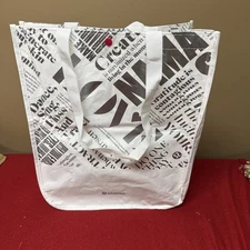 Lululemon Reusable Big Shopping Tote Bag White Silver 14x16x6” Snap Closure